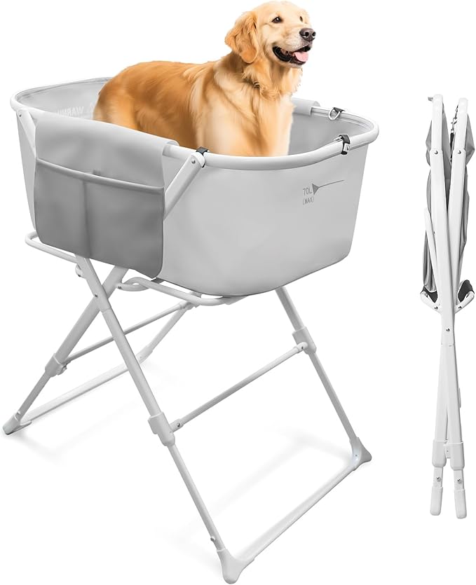 Portable Dog Bathtub, Elevatable Dog Washing Station for Bathing Shower and Grooming, Collapsible Dog Bath Tub for Small/Medium/Large Dogs, Cats & Other Pet (Puppy Bathtub)