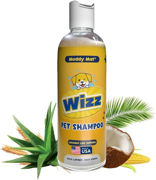 Muddy Mat® Wizz Pet Shampoo for Dogs & Cats - Aloe Vera & Oatmeal Dog Shampoo for Itchy Skin Relief, Smelly Dogs & Sensitive Coats - Natural, Alcohol & Paraben Free - Puppy Shampoo, 17 oz
