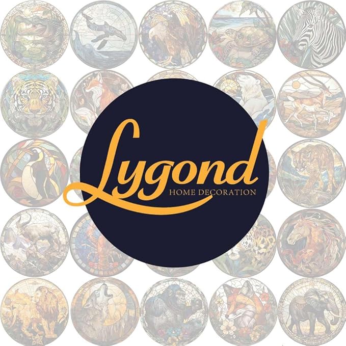 Lygond Metal Sign Tin Sign Circular Stained Glass Butterfly Inspirational Wall Art for Garage 12×12 Inches