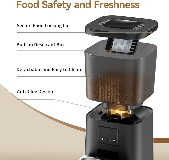 Espelho Automatic Cat Feeders WiFi: 2.4Ghz Smart APP Control- Timed Cat Food Dispenser with Desiccant Bag Keep Fresh for Indoor- Easy Set Up and Clean with Voice Recorder- Up to 10 Meals per Day