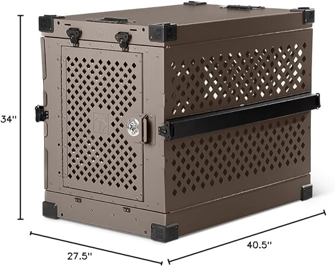 Impact Collapsible Dog Crate - Foldable Hard Crate for Extra Large Dogs - Heavy Duty Travel Kennel with Powder-Coated Aluminum - Quick Setup for Indoor & Outdoor (Gray, 40"+ (40.5" L x 27.5”W x 34" H)