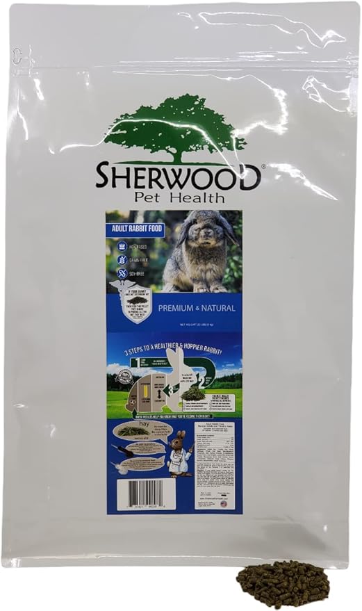 Sherwood Pet Health Adult Rabbit Food Alfalfa Timothy Hay-Based Blend 20 lbs, Grain and Soy-Free for Better Digestion