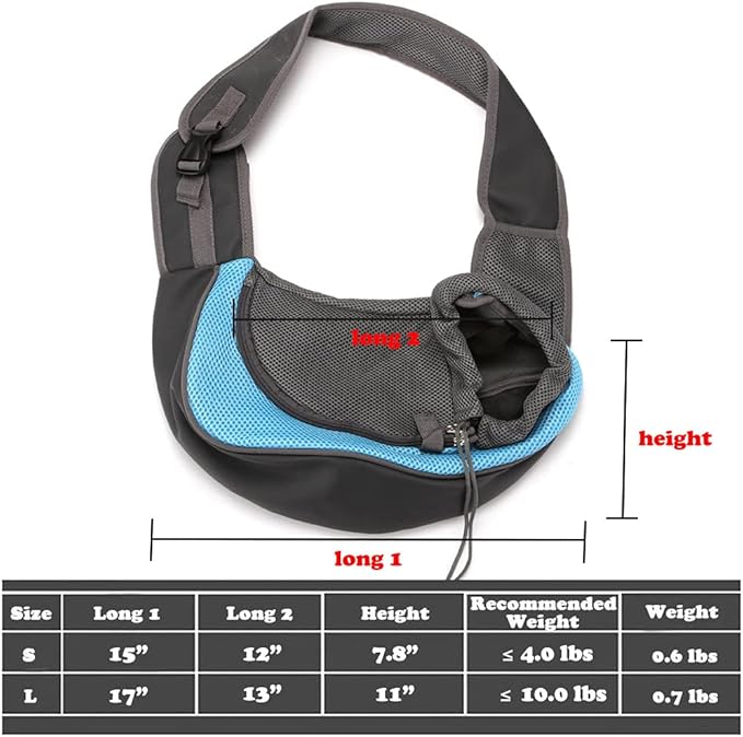 Pet Dog Sling Carrier, Breathable Mesh Portable Travel Safe Pet Sling Shoulder Bag Carrier with Adjustable Non-Slip Shoulder Strap for Small Dogs Cats Puppy