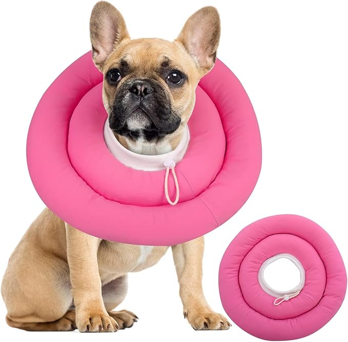 IDOMIK Dog Recovery Collar, Waterproof Soft Dog Cone After Surgery, Comfy Protective Elizabethan Collar Alternative for Dogs Cats, Adjustable Pet Neck Donut Cone Anti-Licking Biting Wounds,RoseRed,3XL