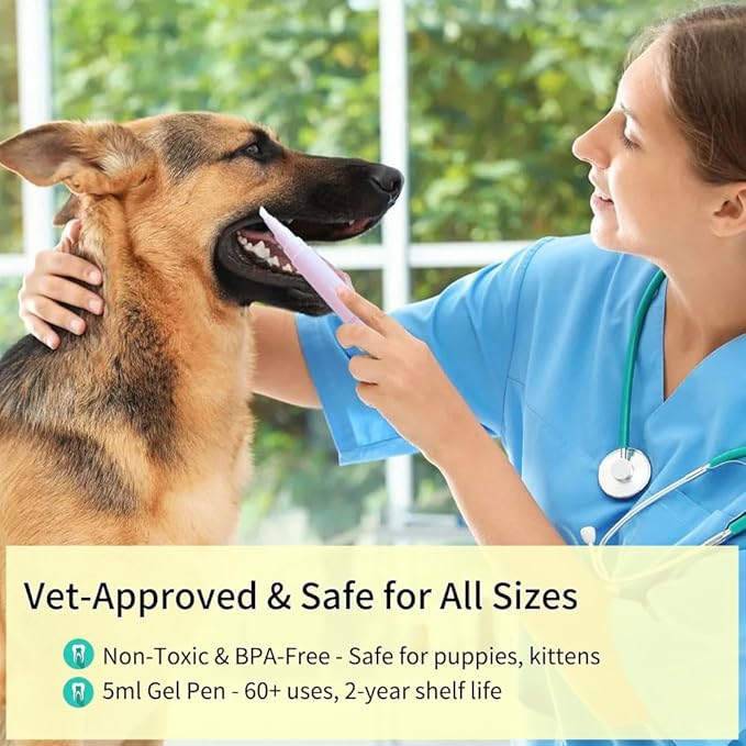 Pet Toothbrush Pen & Oral Repair Gel for Dogs & Cats – Teeth Cleaning Pen, Natural Plant Substance Tartar Remover for Repairing Pets' Teeth (3pcs)