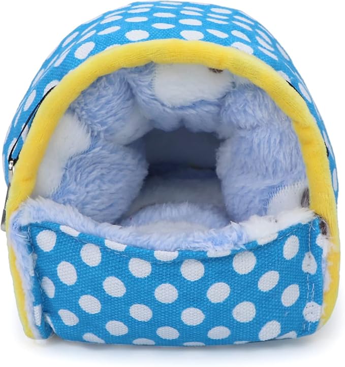 Wontee Hamster Bed Hideout Sugar Glider Hammock Small Animal Warm Bed House for Hamsters Hedgehogs Sugar Glider Gerbils Mice (Medium, Blue)