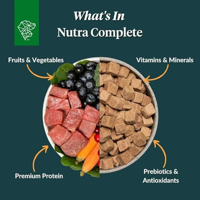 ULTIMATE PET NUTRITION Nutra Complete Freeze Dried Raw Dog Food, Veterinarian Formulated with Antioxidants, Prebiotics & Amino Acids (3 Pound, Pork)