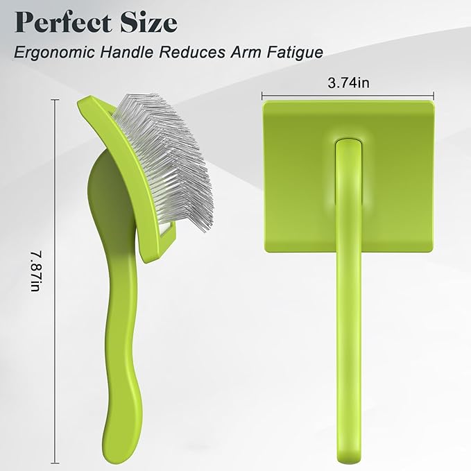 2PCS Slicker Brush for Dogs & Pet Comb,Professional Dog Grooming Brush (Goldendoodles,Poodles,Labradoodles) with Extra Long Pins to Effectively Remove Tangles, Knots and Mats (Green)
