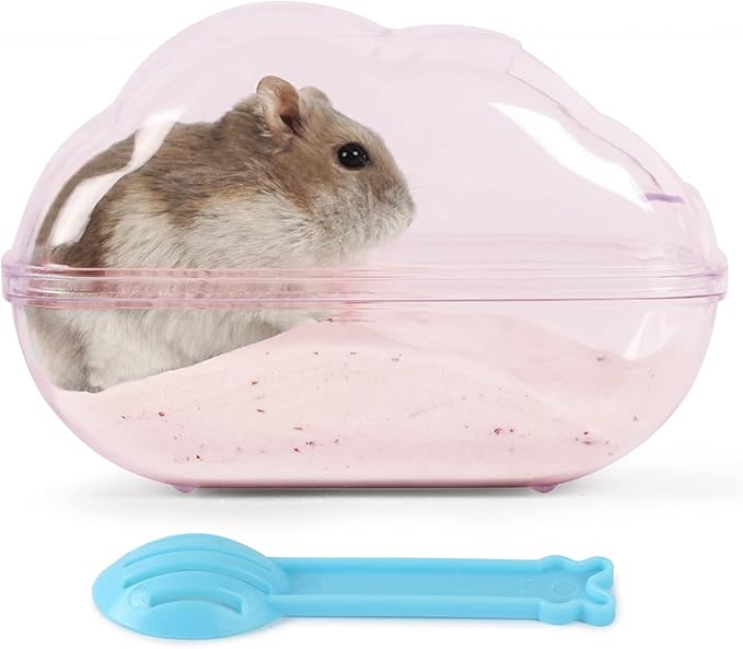 BUCATSTATE Hamster Dust Bath Container Hamster Sand Bath Kit Small Animal Toilet Cage Accessories for Gerbil, Syrian Hamster, Mouse, Rat (Pink, Medium)