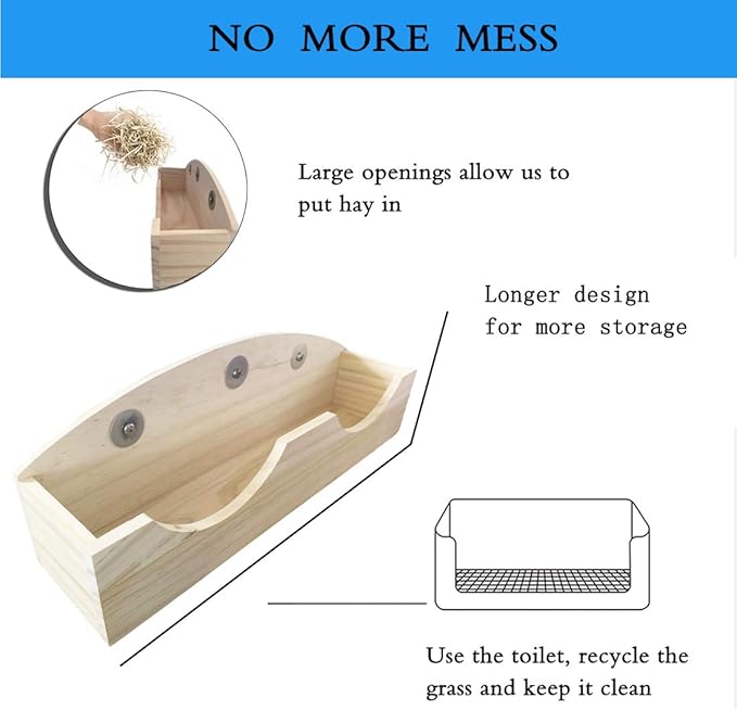 Hamiledyi Rabbit Hay Feeder, Bunny Hay Feeder Rack,Bunny Food Manger Wooden Hay Manger Rack Rabbit Hay Holder Feeders Grass Holder for Guinea Pig Chinchilla Hamster