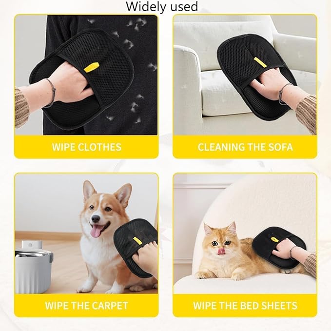 2025 New Pet Hair RemovalGlove,Upgraded Animal Fur Removal Tool,Yomi Pet Hair Remover Glove, Washable Reusable Double Sided Static Pet Hair Removal Glove forCouch,Furniture,Carpet,CarSeat. (2pcs)