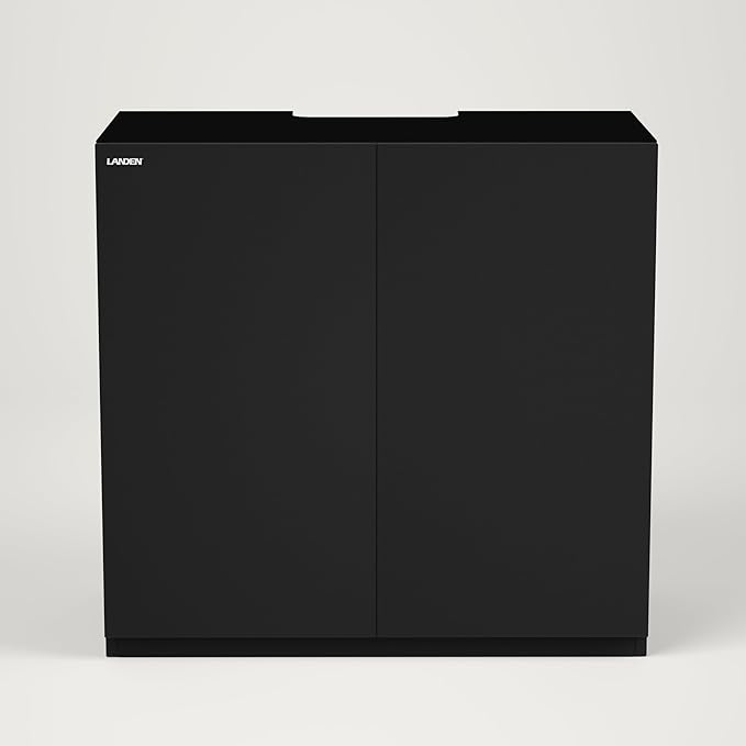 LANDEN Aquarium Wooden Stand and Cabinet for up to 55 Gal Tank, Fish Reptile Sea Salt WaterTank Stand, Nano Foam Leveling Mat Included, W35.5xD19.7xH31.5 in, Wooden Matte Black Painted(Stand Only)