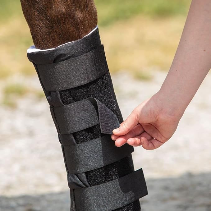 Dura-Tech Quick Wrap No Bow Leg Wraps for Horses | Size 14" | Color Navy | Exceptional Leg Coverage | Versatile Use | Secure and Easy Application | Sold in Pairs