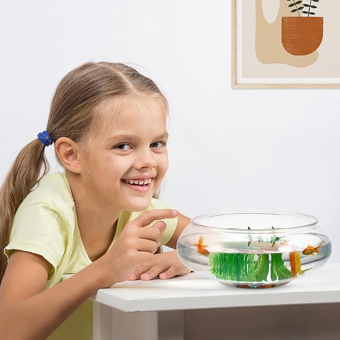 BESPORTBLE Transparent Desktop Aquarium Tank for Betta and Goldfish, 9.52x9.52x3.93 Inch Plastic Fish Bowl, 2800ml Shatterproof Fish Container for Home and Office Decor