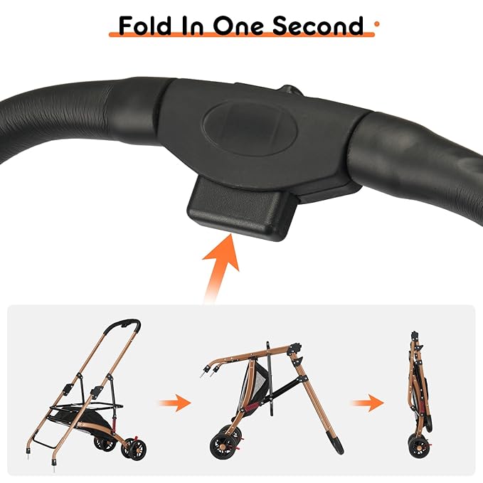 3-in-1 Foldable Pet Stroller for Medium Dogs & Cats (50lbs) - Detachable Carrier, Car Seat, Storage Basket, 5" Lockable Wheels