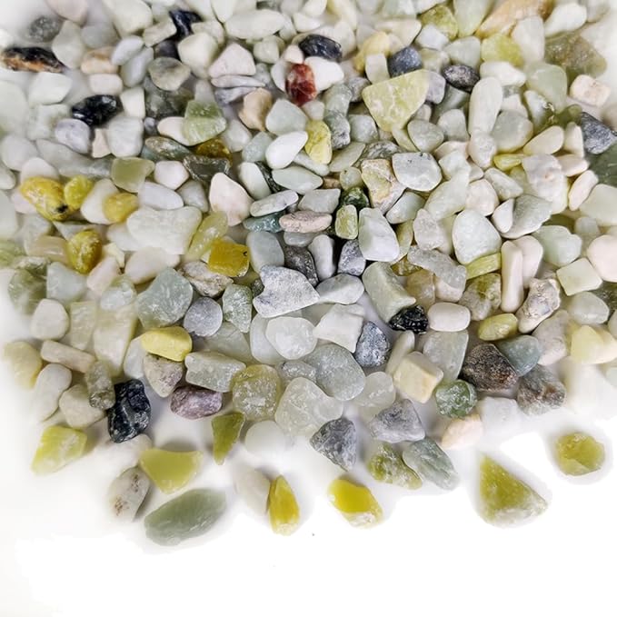 HappyFiller 18 Pound Small River Stones Decorative Tiny Pea Gravel for Aquarium Fish Tank Pebbles Rocks,Indoor Outdoor Plants Catcus Succulent Top Dressing,Zen Garden,Vase Fillers,Light Green Mix