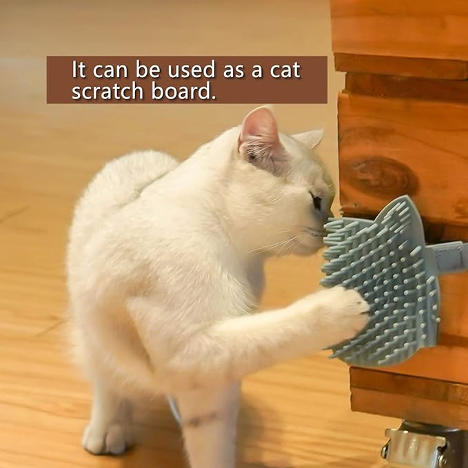 Cat Pet Self Grooming Comb Brush - Multi Functional Catnip Flavor Corner Massage Glove Tool for Kitten Puppy Relaxing, Extra Soft Silicone Pins Handy Hair Shedding Trimming