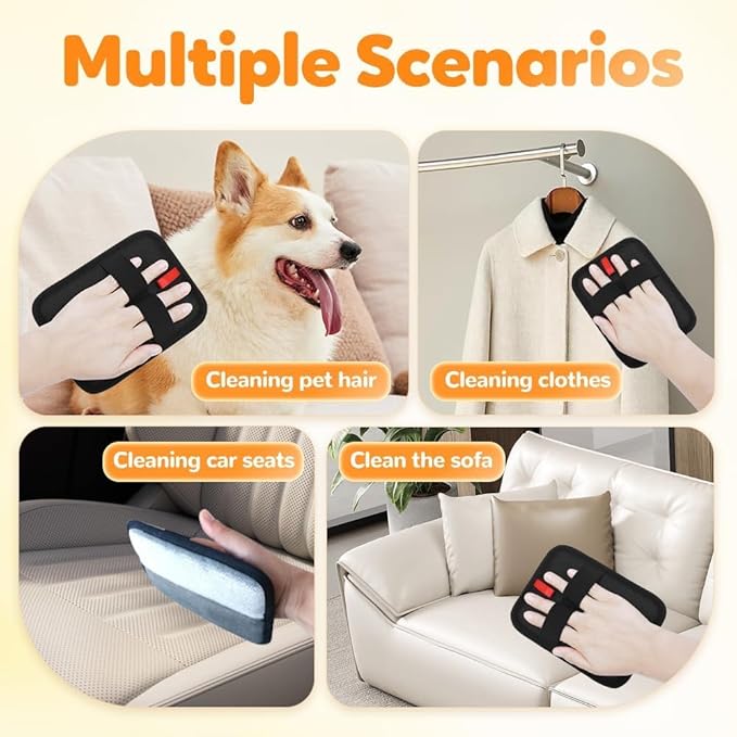 2 Upgraded Thickened Electrostatic Pet Hair Removal Gloves Brush,2025 New Reusable Cat Dog Hair Remover Grooming Gloves,Double Sided Washable Static Animal Fur Removal Tool for Couch,Carpet, Clothes