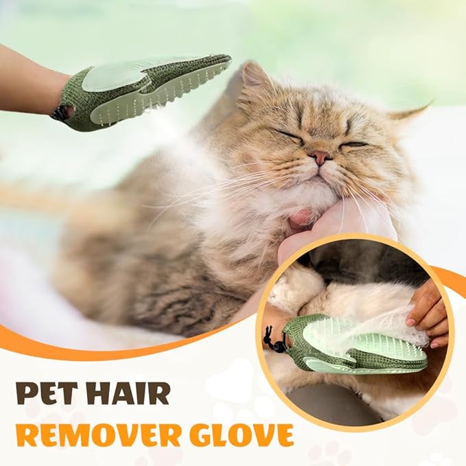 All-in-One Grooming Mist Glove for Pets, Upgrade Efficient Pet Hair Remover Gloves Grooming Spray Comb, Gentle Deshedding Efficient for Dogs & Cats (Green)