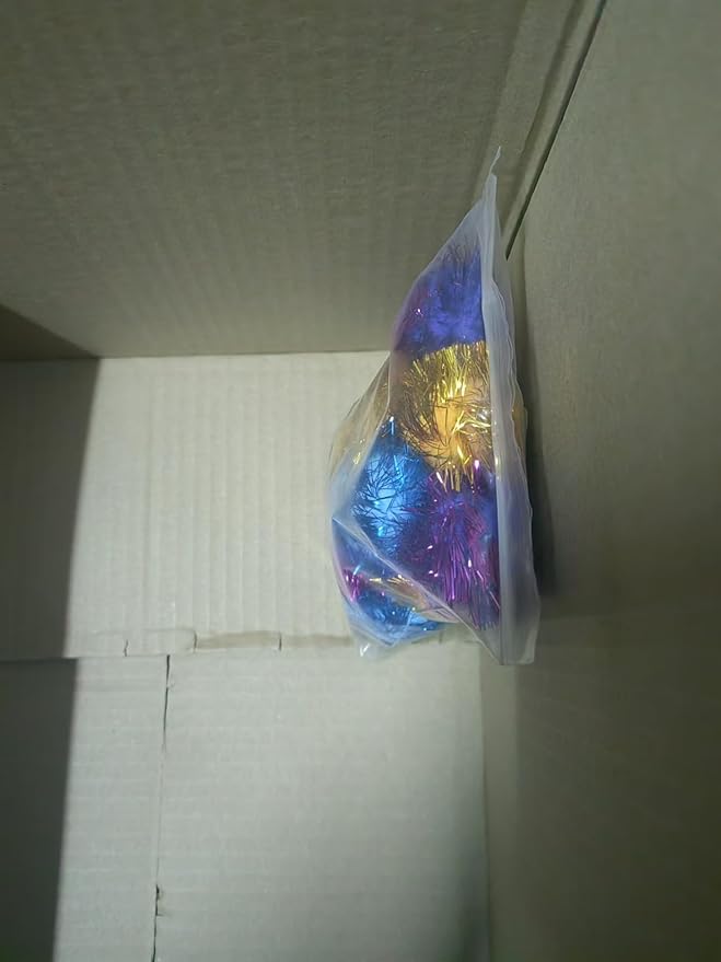 20 Pack 2 Inches Sparkle Balls for Cats, Large Size, Glitter Pom Poms Fuzzy Balls for Cats, Kitten Indoor Assorted Color Random