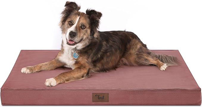 Orthopedic Dog Bed for Large Dogs, Big Waterproof Washable Dog Bed for Large Sized Dogs with Egg Crate Foam Pet Bed Mat, Removable Oxford Cooling Cover, Pink