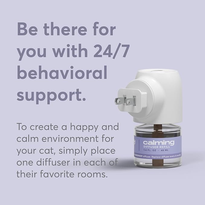 Cat Calming Diffuser Refills – Long-Lasting 30-Day Formula with Pheromones for Stress Relief, Relaxation, and Anxiety Reduction in Cats Easy to Use – (3 Diffusers + 3 Refills)