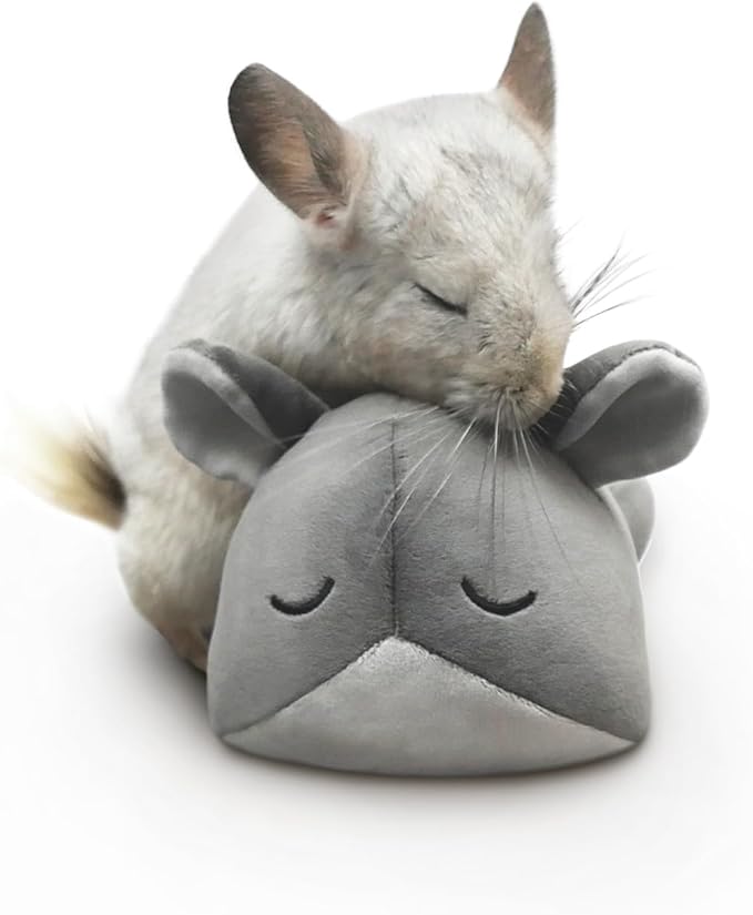 Paw Inspired Chinchilla Cuddler for Chinchillas, Guinea Pigs, Hamsters, Rats, Ferrets, Hedgehogs, Sugar Gliders, Small Animals | 9-Inch Chinchilla Plush Accessory Toy (Gray)