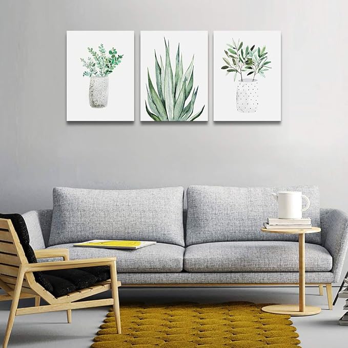 farmhouse Wall Art painting for dining room bathroom Abstract Canvas art family Wall decor for Bedroom kitchen Wall Decoration Living Room decor art Green Leaf pictures Artwork for home walls 3 piece