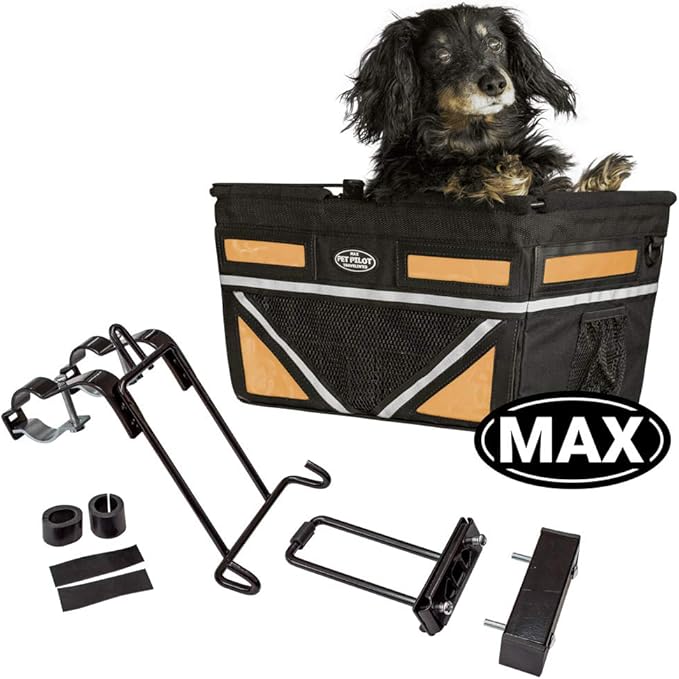 TRAVELIN K9 Pet-Pilot MAX Dog Bicycle Basket Carrier | 8 Color Options for Your Bike (Orange)
