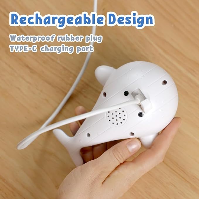 Baby Bath Toys for 6-12 Months, Rechargeable Bath Toys for Babies 6-18 Months, Whale Bath Toy Sprinkler for Toddlers 1-3 2-4, Light Up Bath Toy for Kids, Infant Bathtub Toys