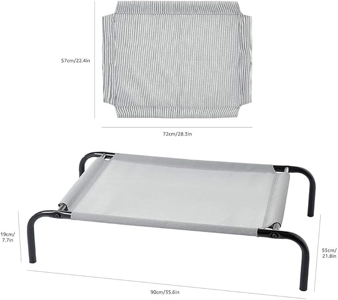 Amazon Basics Cooling Breathable Elevated Dog Bed with Metal Frame for Small Dogs, 36 x 22 x 7.5 Inch, Grey