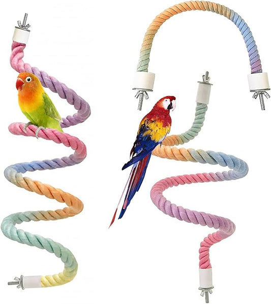 3pcs Gradient Colorful Bird Rope Perch Stand,Bird Cage Climbing Rope Toys Accessories,Bendable Climbing,Parakeet Lovebirds Cockatiels Budgies Play (15.7'',23.6'',39.3''B)