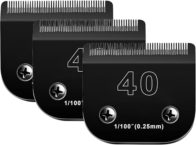 3PACK 40 Blades Dog Grooming Blades Compatible with Ainds/Oster A5/Wahl KM-10 Series Dog Clippers,Detachable Clipper Replacement Blade，Black