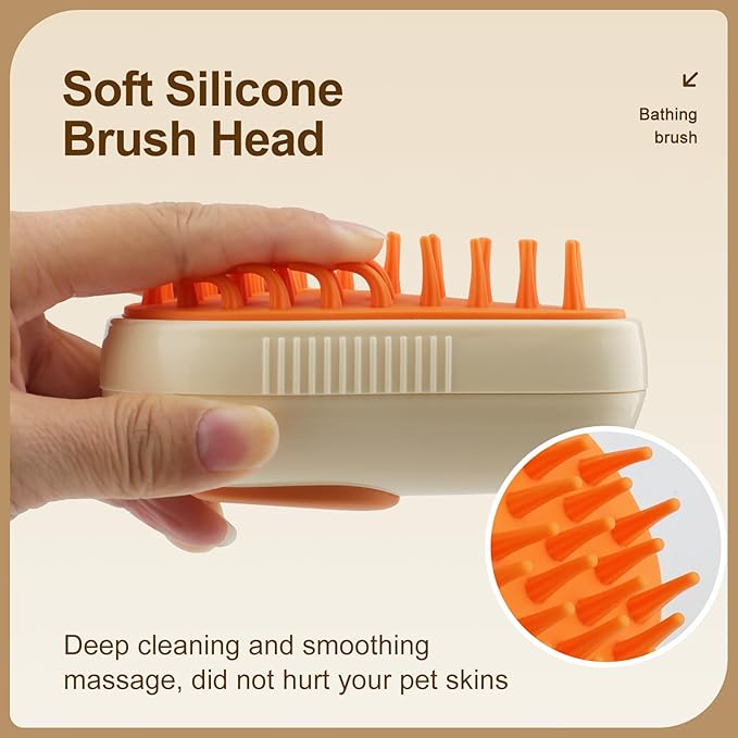 Cat Steam Brush, 3 in 1 Cat Steamy Brush, Silicone Massage Grooming Comb, Pet Hair Cleaning Misting Comb for Kittens(Avocado White)