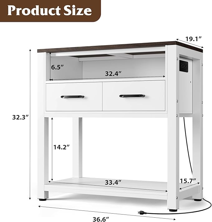 40-49 Gallon Fish Tank Stand with Two Storage Drawers, Heavy Duty Aquarium Stand with Waterproof Mat, Sturdy Metal Frame, 800 LBS Capacity Storage Cabinet, White