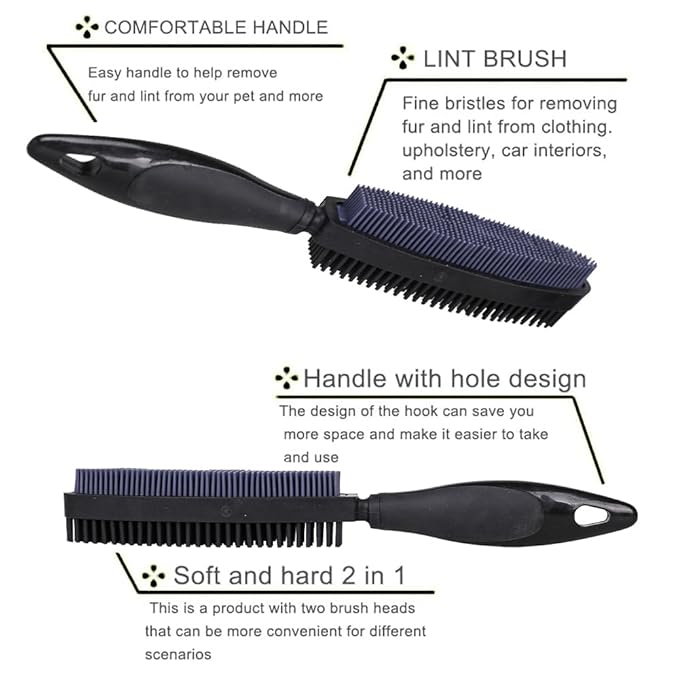 Rubber Pet Hair Removal Brush for Couch Clothes Dog Cat Pet Hair Carpet, Also Used as Dog Cat Bath Brush with Massage Effect(black)