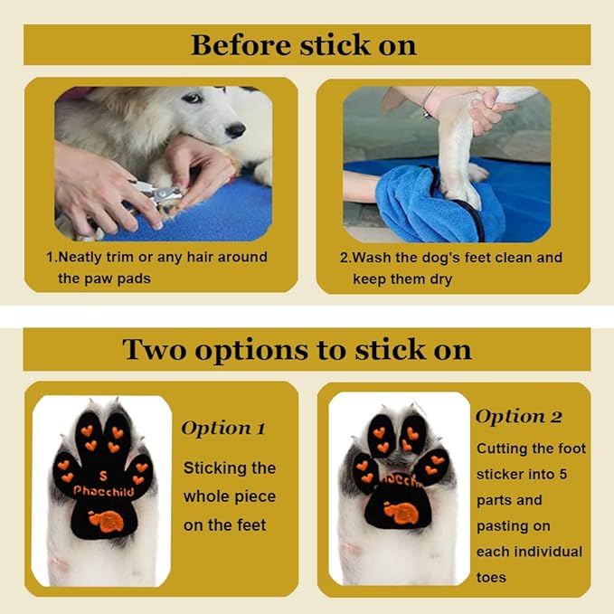 Dog Paw Pads Anti-Slip Grips,Dog Paw Protectors for Senior Dogs on Hot Pavement,Provides Traction to Keep Them from Slipping on Smooth Floors 20 sets-80 Pads Black XL