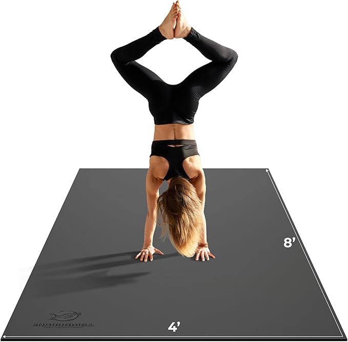 8FT x 4FT Extra Large Exercise Mat - PVC Floor Workout Mat with Carry Bag, Cleaning Cloth - Non slip Thick Workout Mats for Home Gym Flooring, Fitness Training Mat for Weights Pilates Cardio