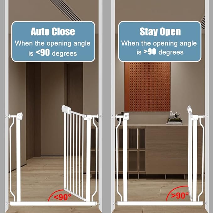57.5-62 Inch Extra Wide Baby Gates for Stairs Doorways Pressure Mount No Drill Dog Pet Gate Automatic Close Child Safety Gate for Toddler Kids Pets