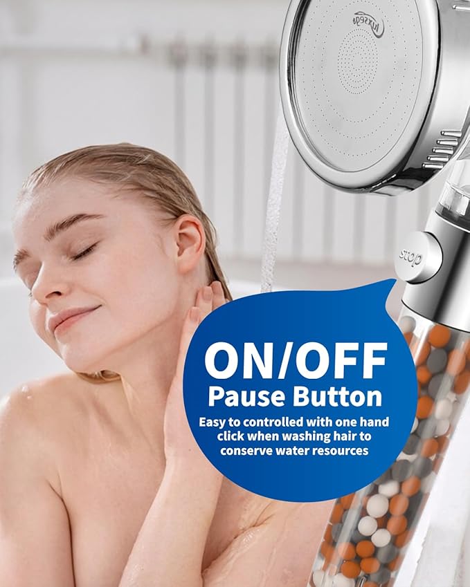 Luxsego Filtered Shower Head for Hard Water with Stop, High Pressure 4-Mode Shower Heads Built-in Power Spray to Clean Corner, Tub & Pets, Water Softener Handheld Shower to Remove Chlorine & Fluoride