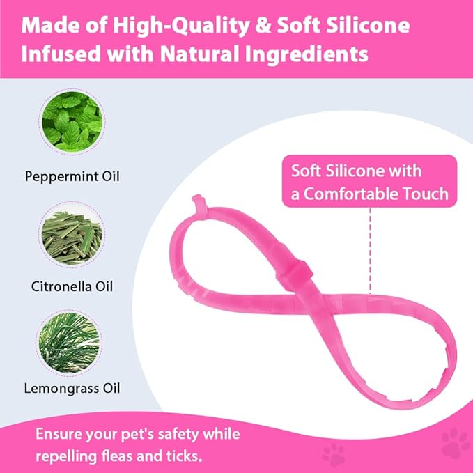 4 Pack Flea and Tick Collar for Cats, Natural Plant Oil Formula Cat Flea Collar Provides 32-Month Protection for Flea & Tick Prevention, Waterproof & Adjustable Cat Flea Treatment for Most Cats