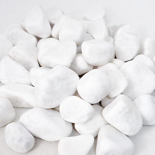 8LB 1"-2" White River Rocks for Plants, Polished Pebbles for Garden Landscaping, Planters, Aquariums, Vase Fillers – Indoor & Outdoor Decor