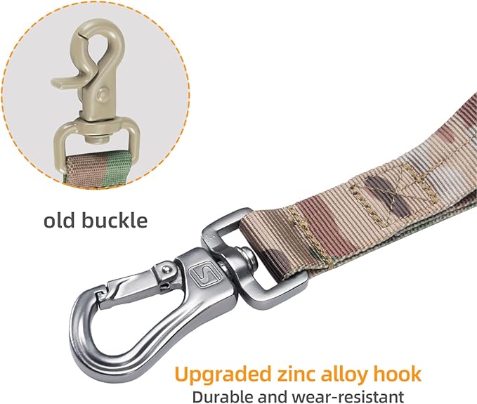 EXCELLENT ELITE SPANKER Bungee Dog Leash Tactical Nylon Adjustable Tactical No Pull Leads Rope for Dogs Quick Release Military Rope with 2 Control Handle (MCP)