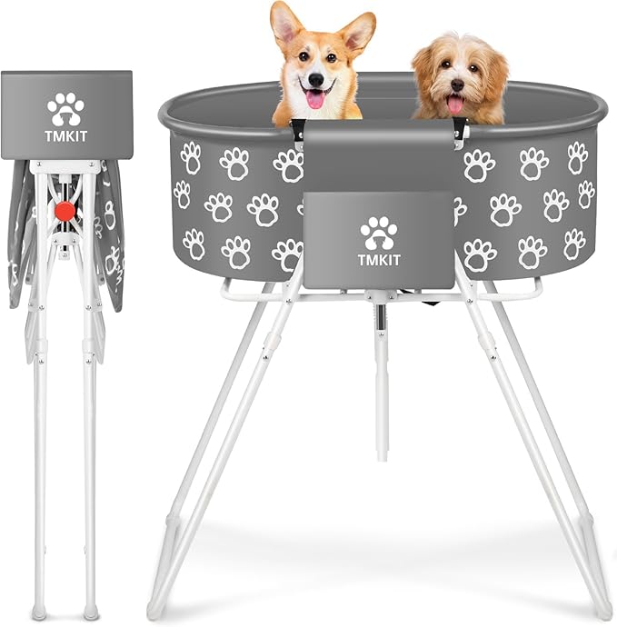 Dog Bathtub, Elevated Dog Bath Tub for Pet Bathing Shower and Grooming. Portable, Foldable with Safety Lock, Professional Pet Dog Washing Station for Small, Medium, Large Dogs Cats, No Backache
