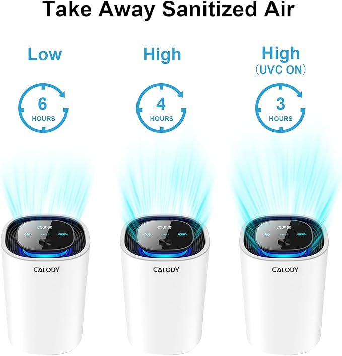 Calody Air Purifiers for Bedroom Home, Car air purifier Ionizer, 15 Million Negative Ions for Smokers, 30dB Quiet Portable Ionic Air Purifiers, Helps Alleviate Allergies, Dust, Home, and Office Use