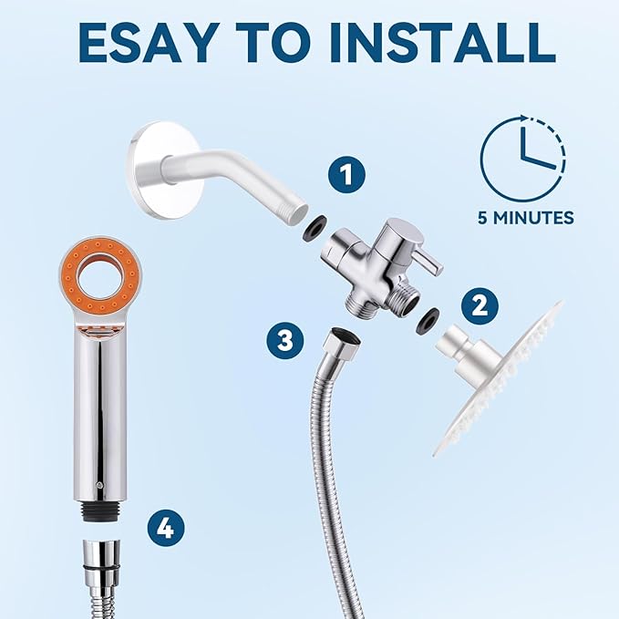 Dog Shower Attachment, 3 Mode Handheld Sprayer with ON/OFF Switch, G1/2" Metal Diverter, 100 Inches Stainless Steel Hose, No Drill Holder, for Pet and Dog Washing in Bathroom