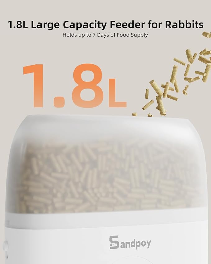 Hanging Automatic Rabbit Feeder with 1080P Camera, 62oz Storage, Multiple Pet Cage Compatibility, Customized Feeding Schedule- Perfect for Ferrets, Cats, Guinea Pigs, Chinchilla and Hedgehog