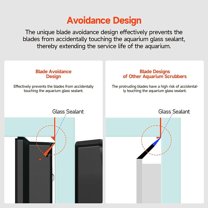 Elyron Dual Scraper Magnetic Aquarium Cleaner,Strong Magnetic Fish Tank Cleaner & Aquarium Algae Scraper for Glass/Acrylic Tanks (Small for ≤1/2" (12mm) Thick Glass)