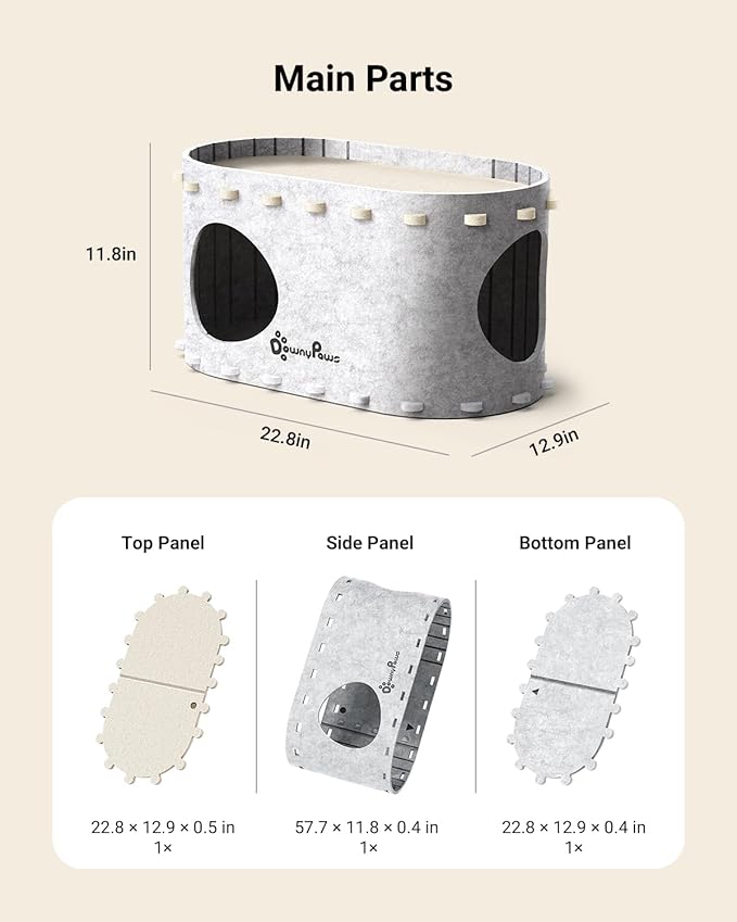 DownyPaws Cat House for Indoor Cats, Cat Bed Cave for Multiple & Large Cats Up to 22 Lbs, Scratch Resistant Peekaboo Cat Caves, Foldable Tunnel Enclosed Bed, PeekaPurr, Marble
