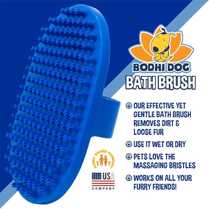 Bodhi Dog Shampoo Brush & Oatmeal Shampoo and Conditioner Bundle - Grooming Essentials for Pets, Short Hair Scrubber, Soothes and Moisturizes Dry, Itchy Skin - Hydrates & Nourishes